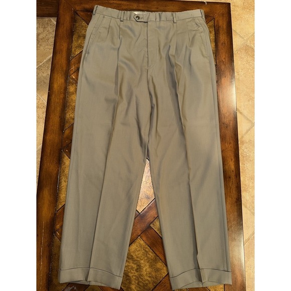 Hart Schaffner Marx Other - Hart Schaffner Marx Pants Mens Khaki Tan Wool Flat Front Dress Slacks 36x30